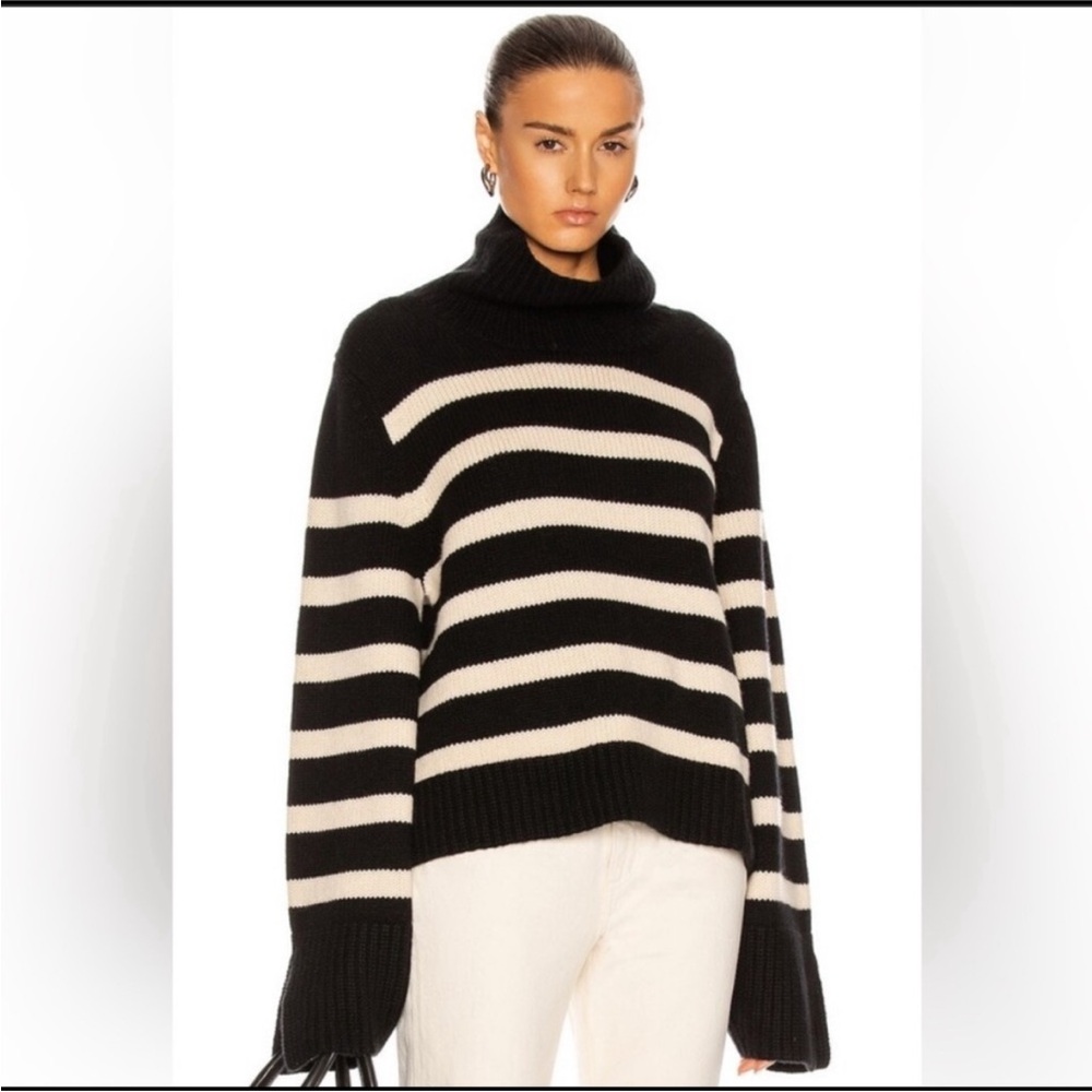 KHAITE Cashmere Striped Turtleneck Sweater Sz Large